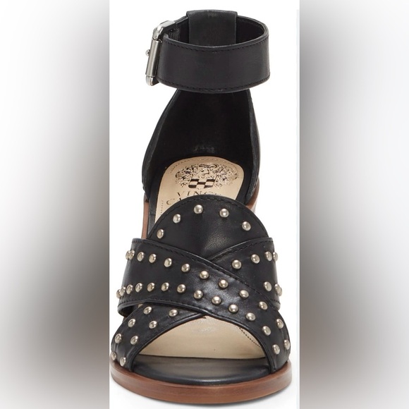 Vince Camuto Keresha Black Leather Studded Open Toe Sandals Pristine Size 7 - Picture 3 of 14
